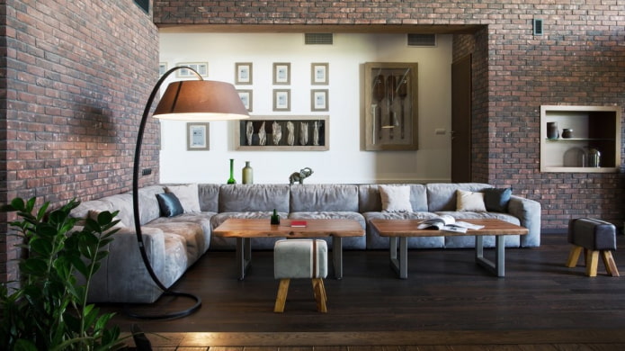 Luxurious gray corner sofa