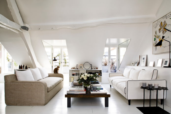 Different sofas opposite