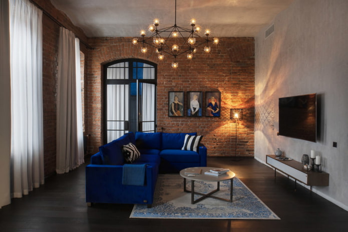 Cold blue sofa