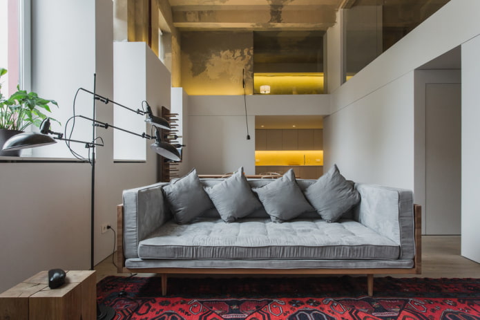 Gray straight sofa