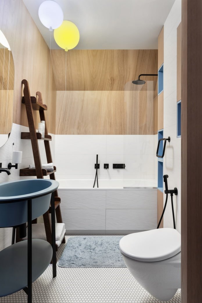 Wood and light tiles