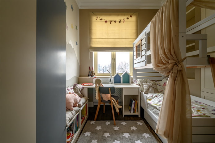interior of a bedroom for two children