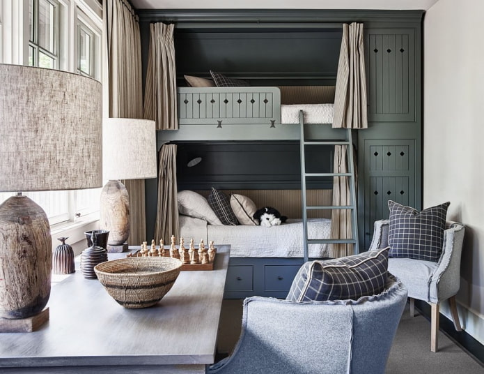 interior of a bedroom for two children