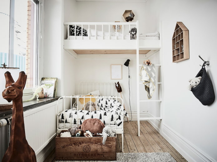 interior of a bedroom for two children