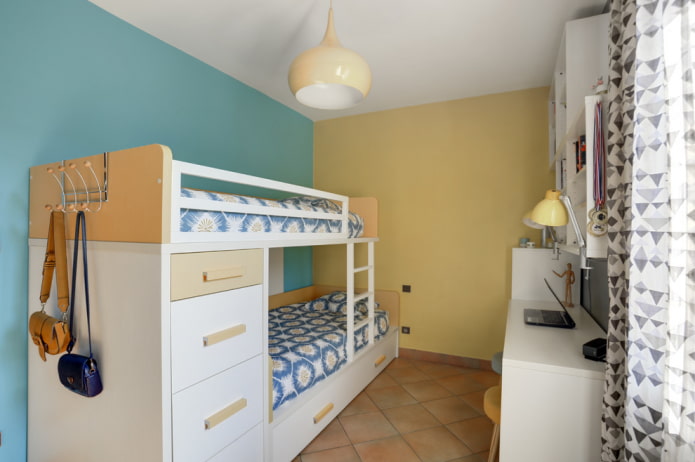 interior of a bedroom for two children
