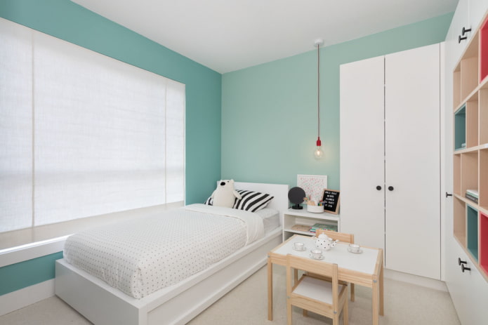 arrangement of furniture in a 10-square-meter children's room