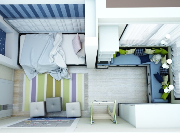 layout of a 10-square-meter children's room