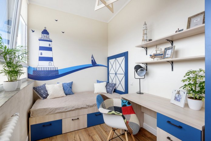Children's room for a schoolboy