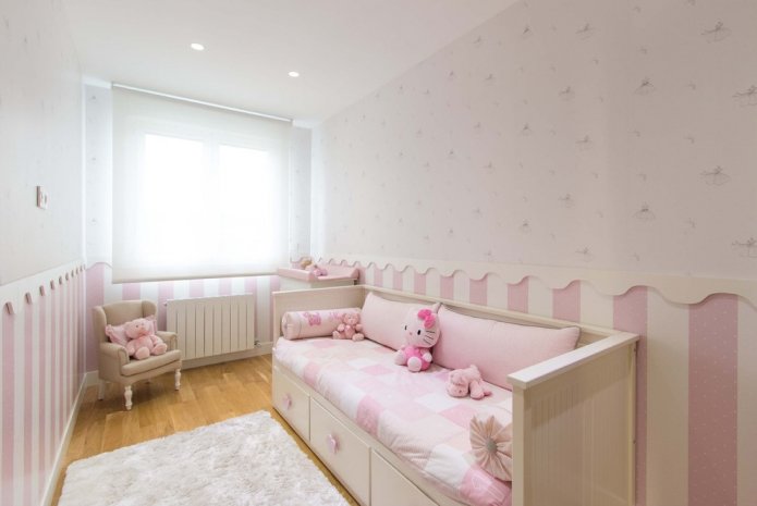 interior of a 9-square-meter bedroom for girls