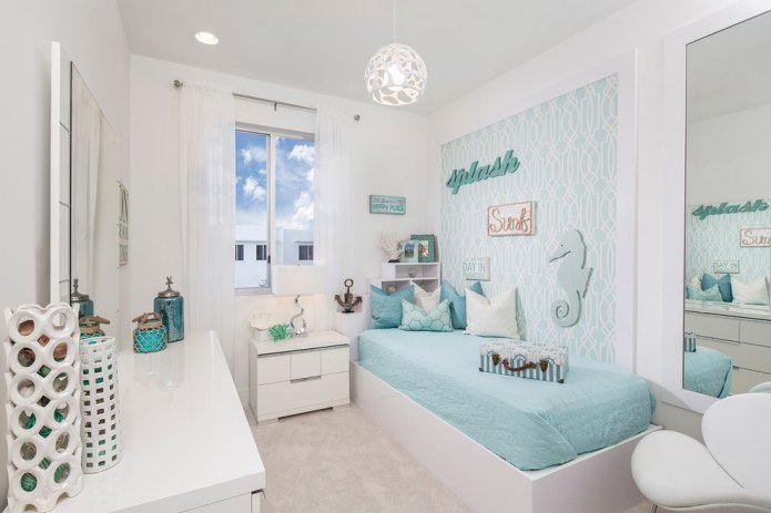 interior of a 9-square-meter bedroom for a girl