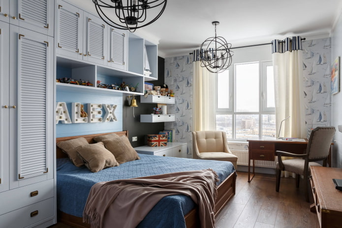 Room for a boy in blue tones