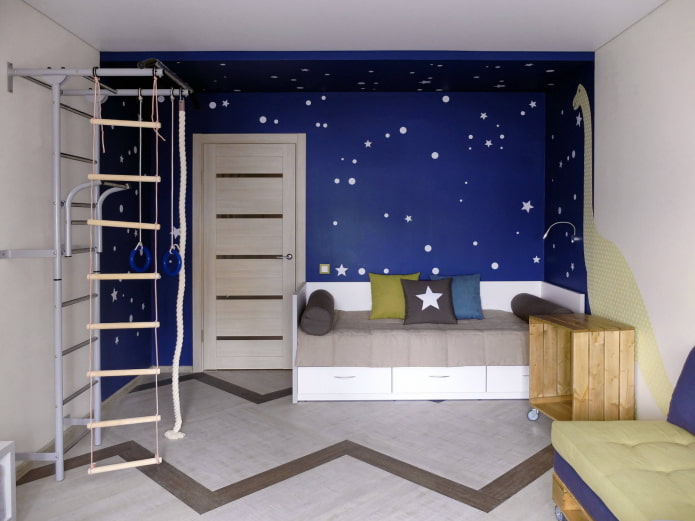 Bed on a blue background