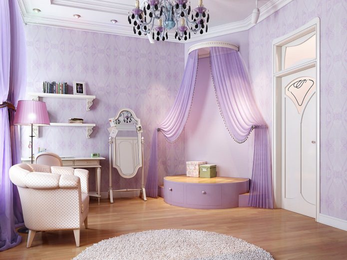 room in lilac tones