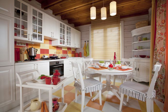 white table in the kitchen interior