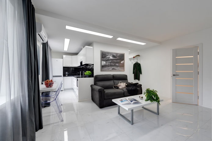 Interior of a kitchen-living room in a modern style