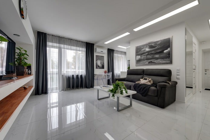 Interior of a kitchen-living room in a modern style