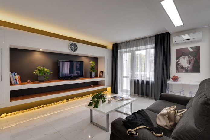Interior of a kitchen-living room in a modern style