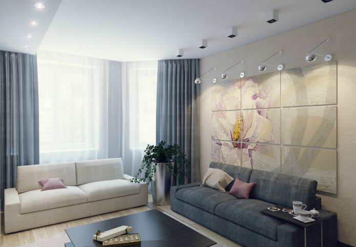 Interior of a kitchen-living room in a modern style