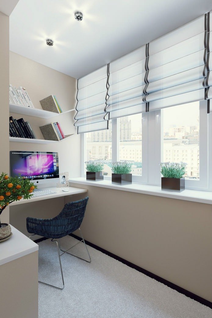 study on the balcony in a two-room apartment of 50 sq. m.