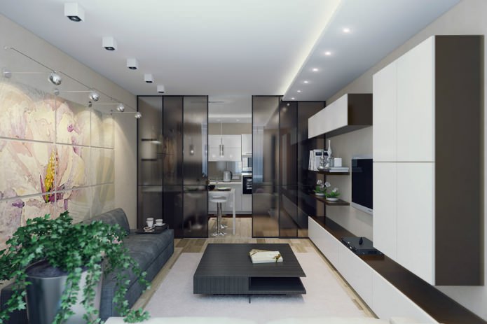 Interior of a kitchen-living room in a modern style
