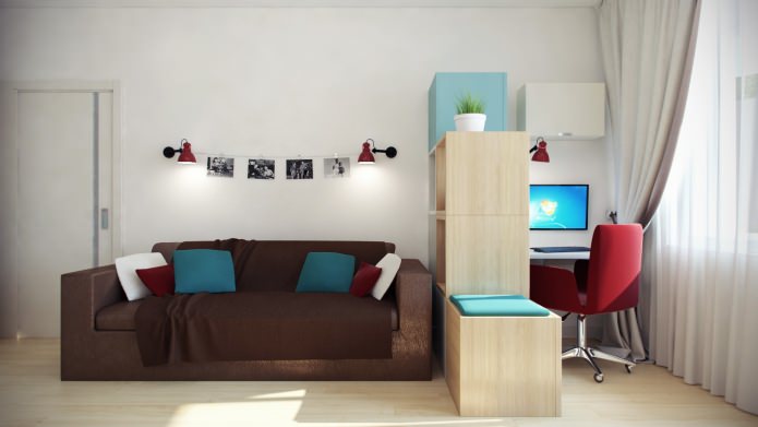 living room with work area
