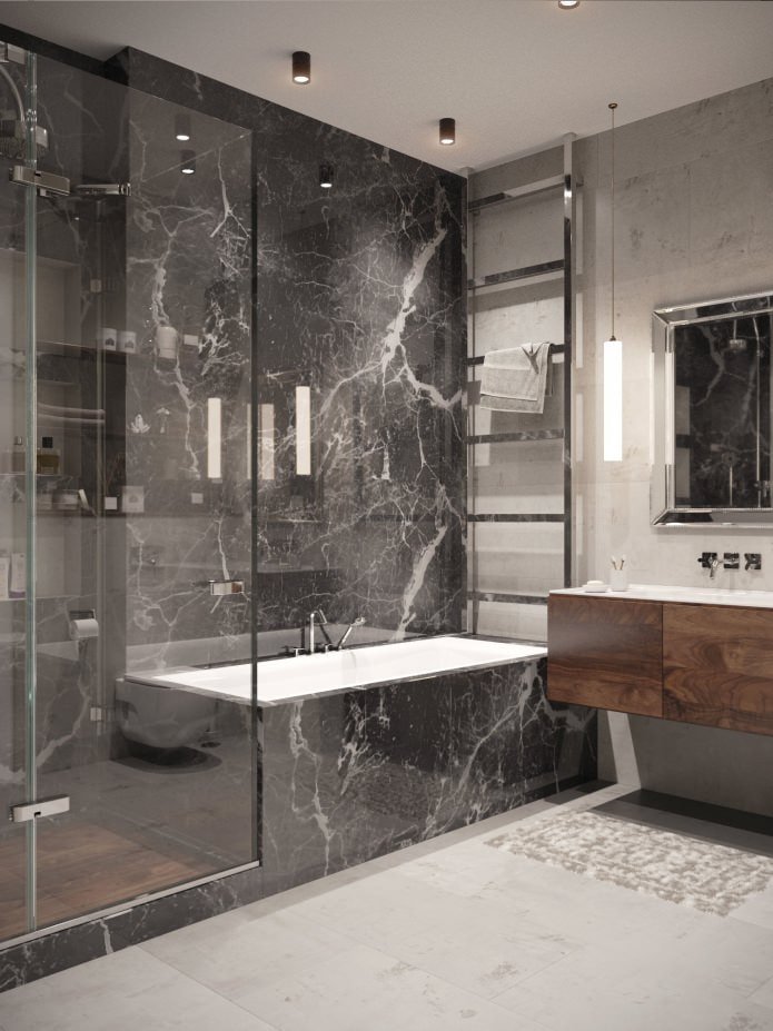 bathroom with marble design