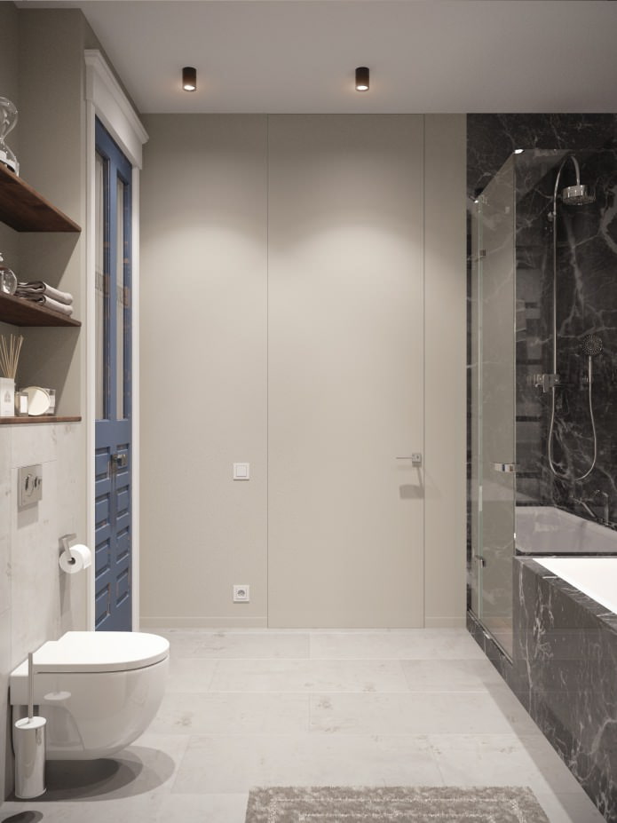 interior of a bathroom combined with a toilet