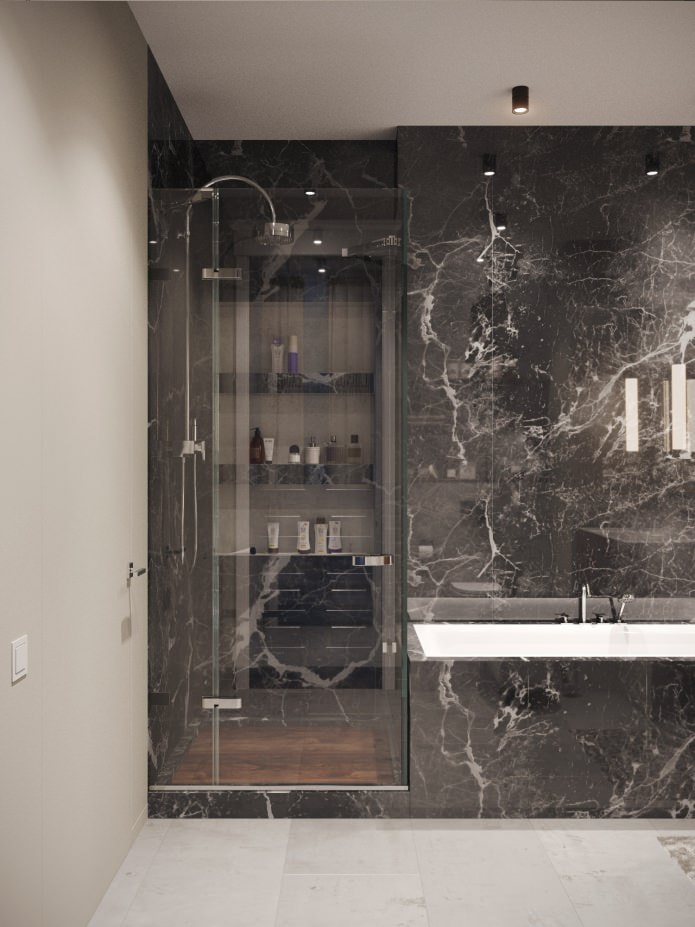 bathroom with marble design