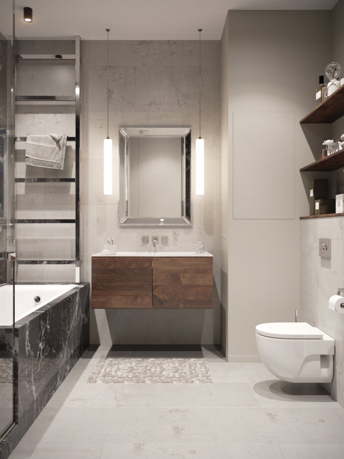 interior of a bathroom combined with a toilet