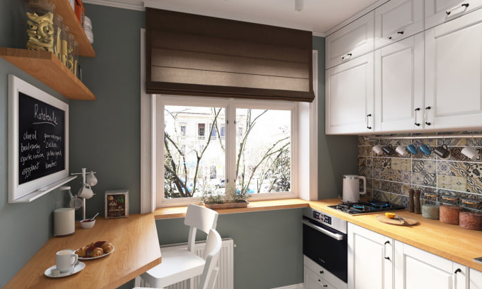 Kitchen design in a two-room apartment