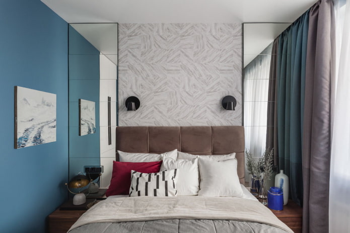 Bedroom design in a 2-room apartment