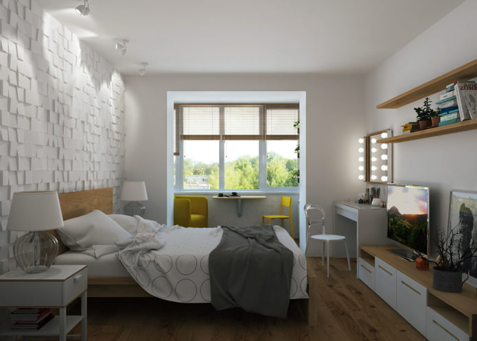 Bedroom design in a two-room apartment