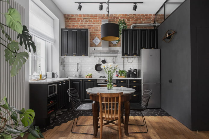Kitchen area design in a 2-room apartment