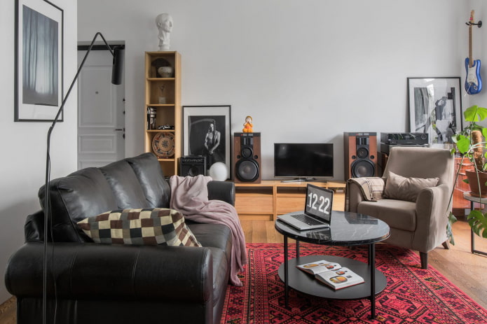 Living room area design in a 2-room apartment