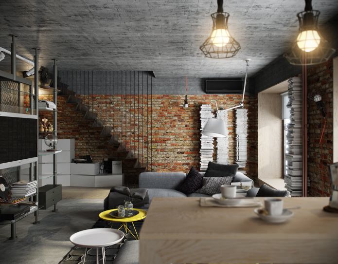 two-level apartment in the loft style