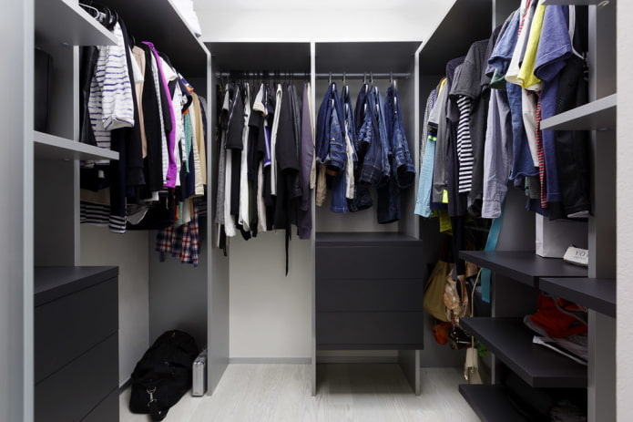 layout of a U-shaped wardrobe
