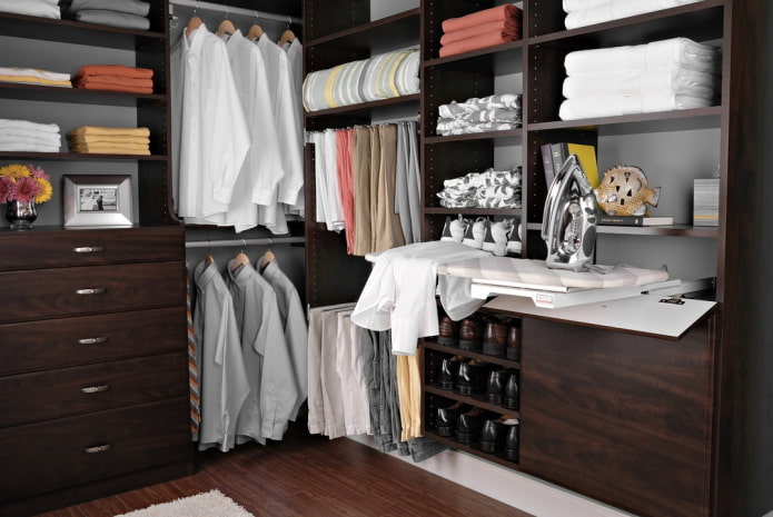 wardrobe design with an ironing board