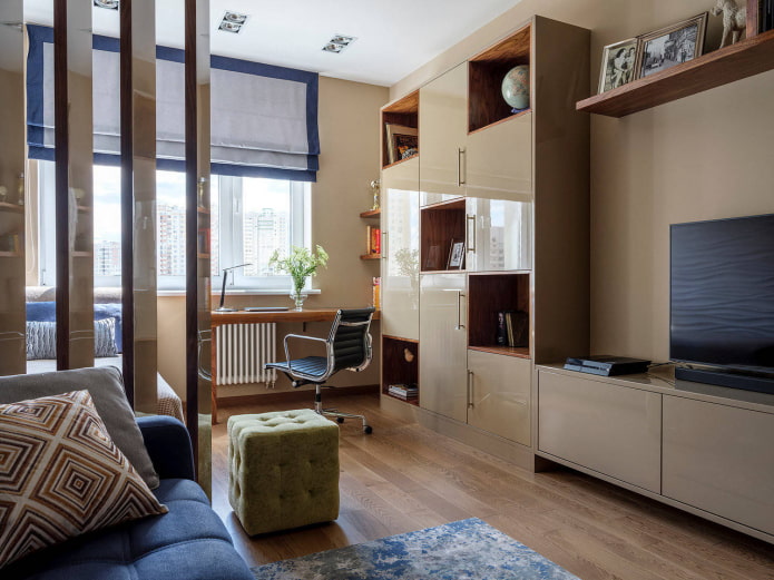 Sleeping area in a 15 sq. m. living room