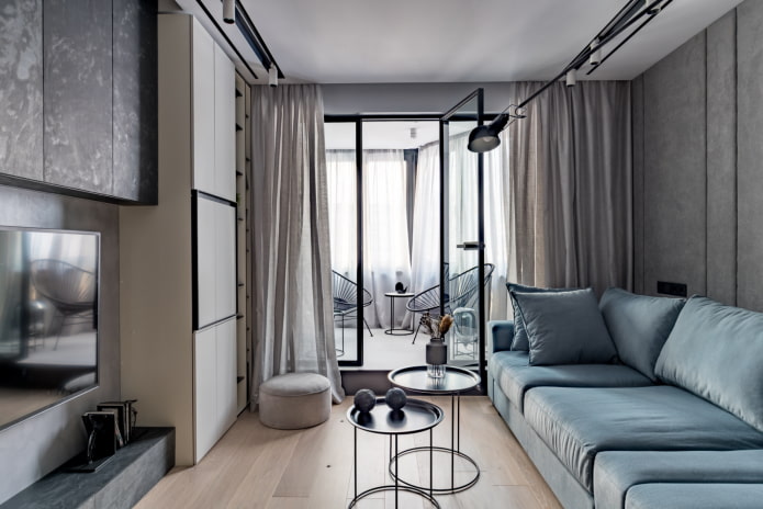 furniture arrangement in a living room of 16 sq
