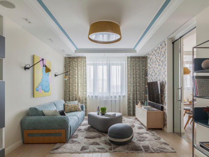 a walk-through living room of 16 sq