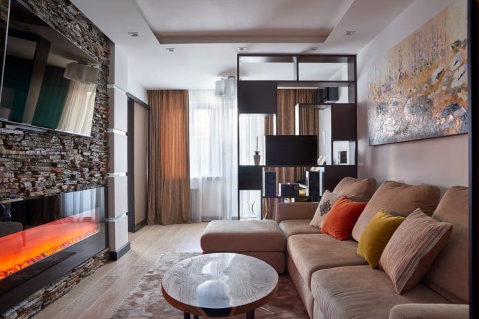 zoning of a living room of 16 sq. m