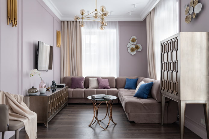 furniture arrangement in a living room of 16 sq