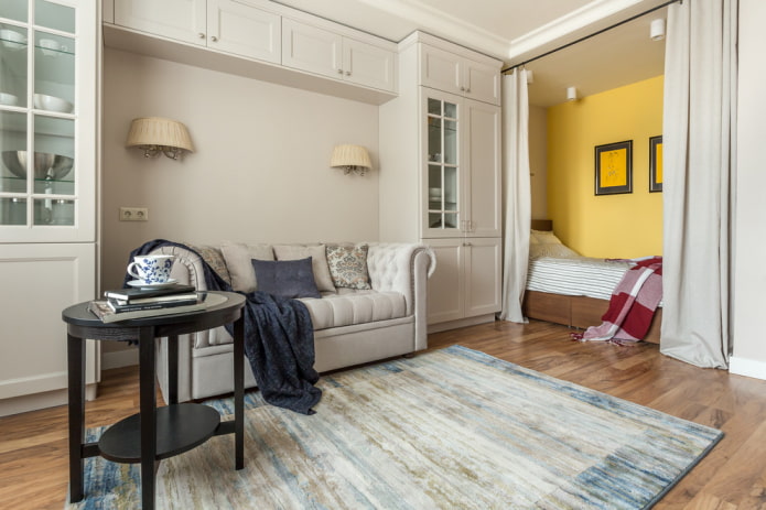 zoning of a living room of 16 sq. m