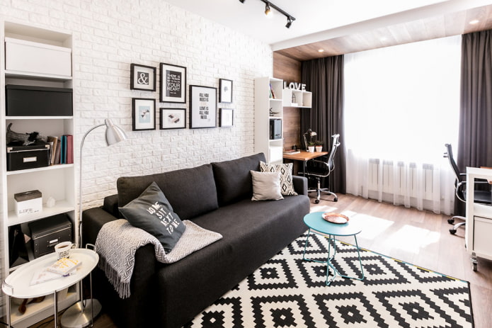 zoning of a living room of 16 sq. m
