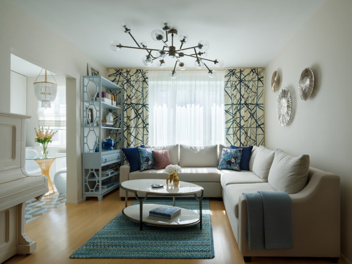 a walk-through living room of 16 sq