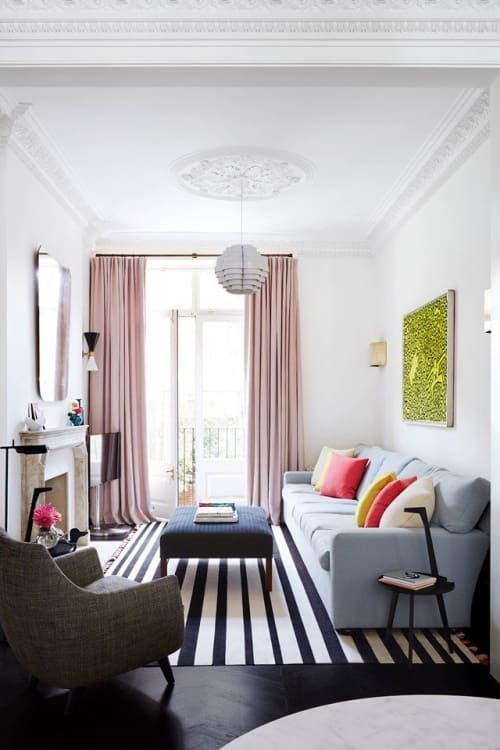 pink curtains in the room