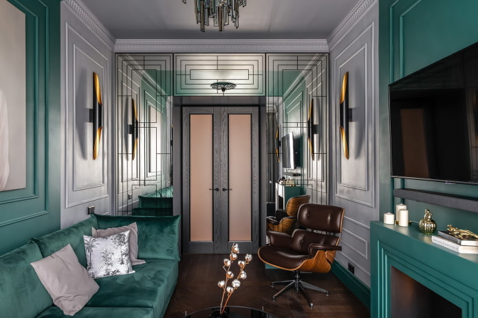 interior of the hall of 16 square meters in a classic style
