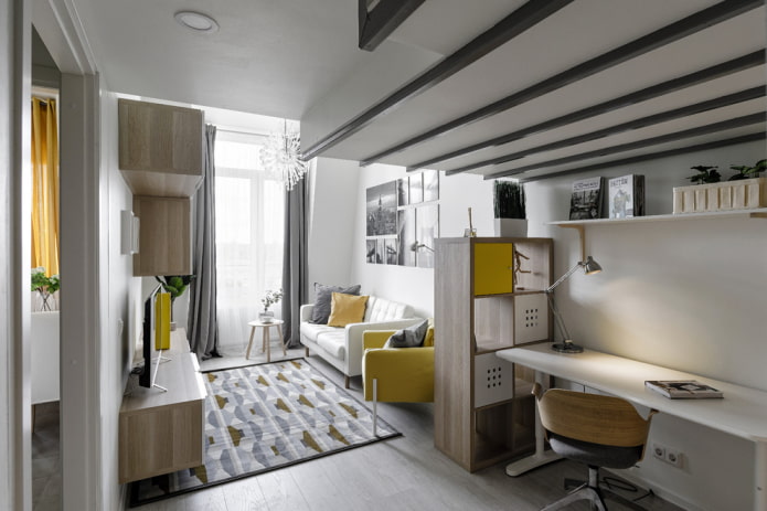 zoning of the living room of 18 square meters