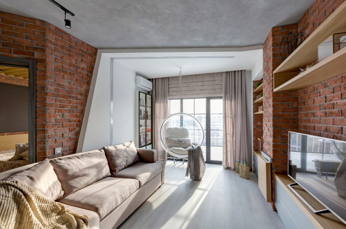 zoning of the living room of 18 square meters