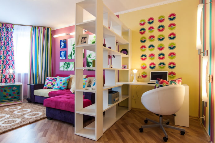 zoning of the living room of 18 square meters